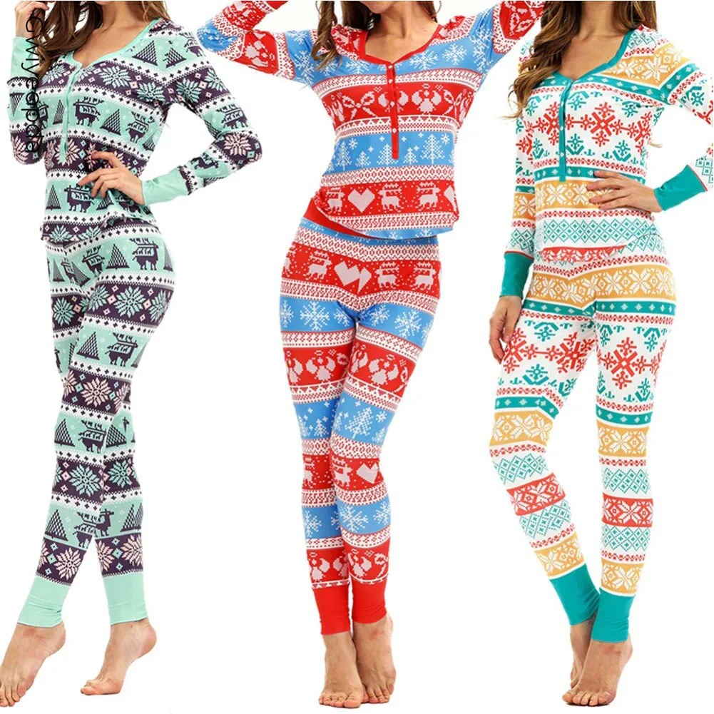 Christmas Pajamas Matching Family Pyjamas Women  Pajamas Sets Top Pants Sets Full Length Regular Soft Printed Sets Sleepwear