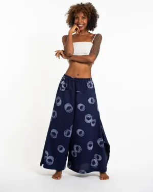 Circles Womens Cotton Palazzo Pants in Navy