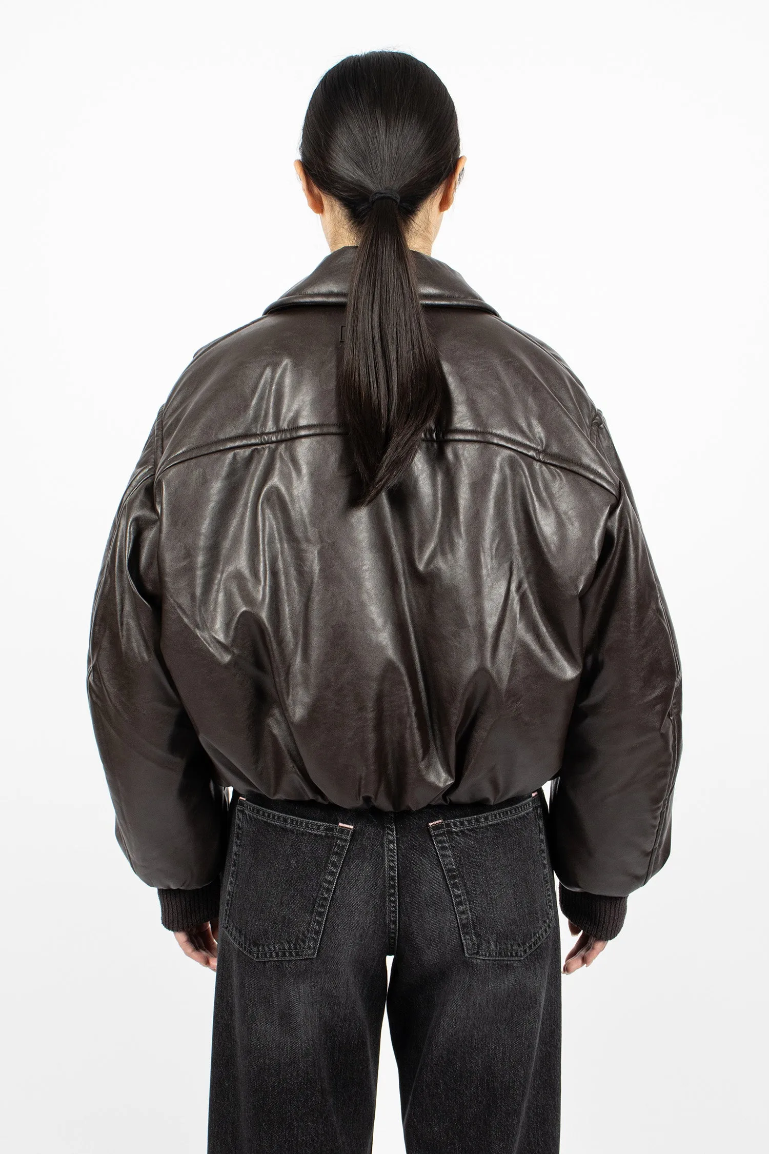 Coated Bomber Jacket Dark Brown