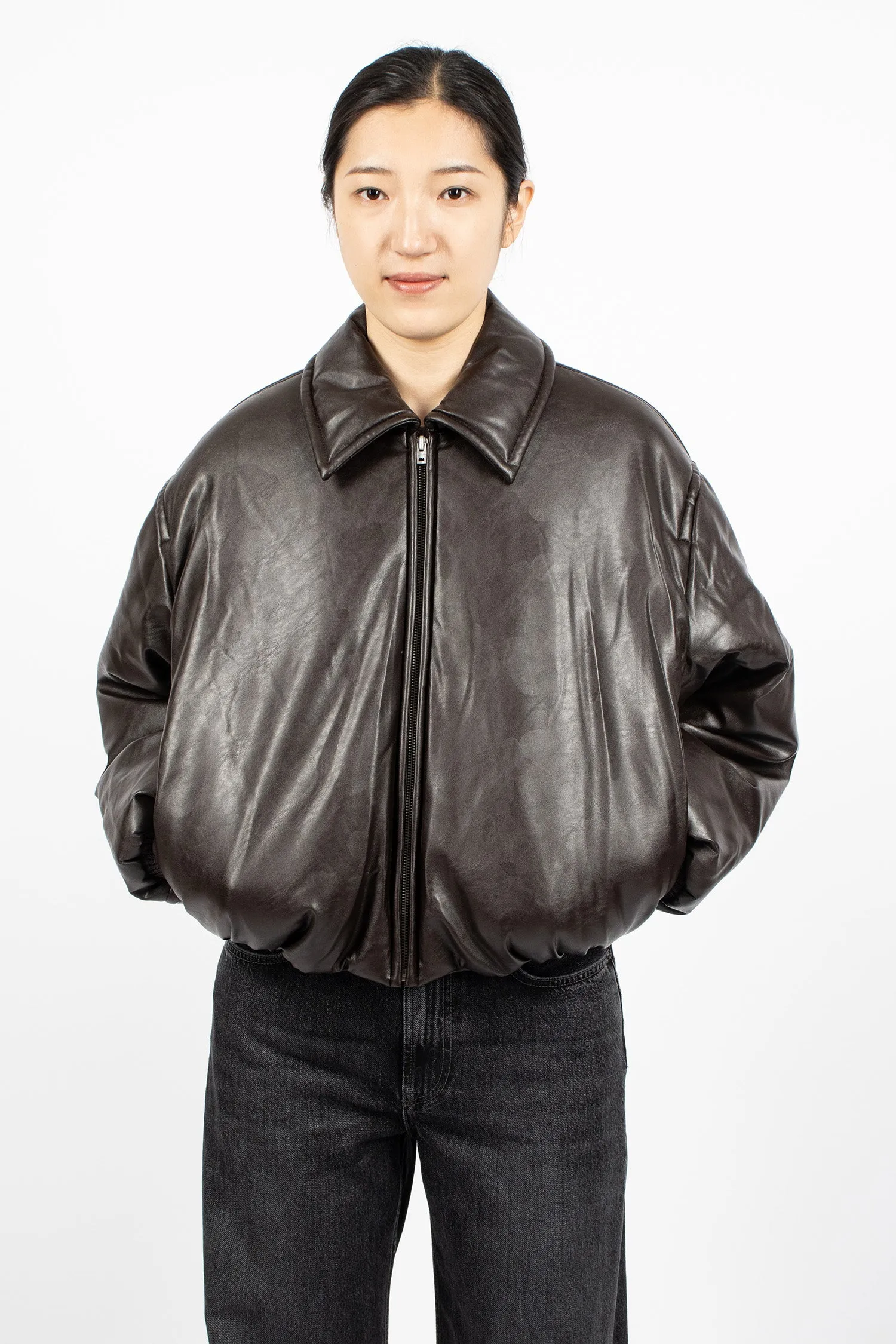 Coated Bomber Jacket Dark Brown