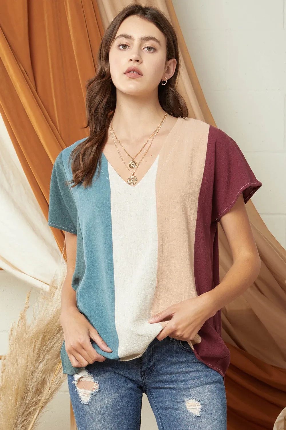 Color Block Top, Hunter