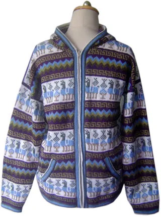 Colorful Alpaca Full Zip Hoodie for Men