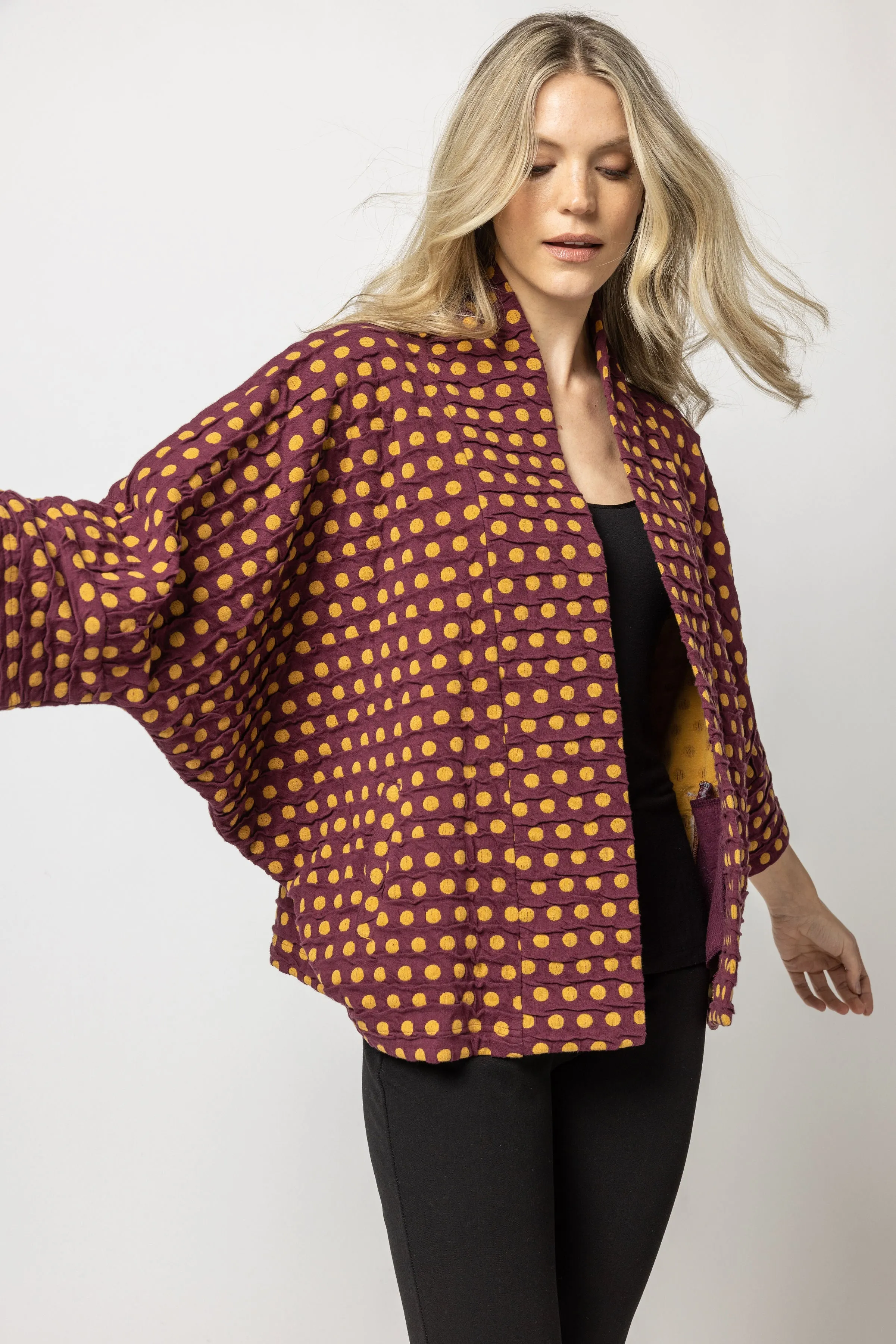 Como Spot Weave Kimono Cardigan Jacket