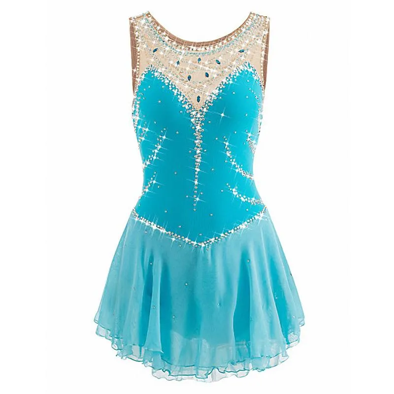 Competition Figure Skating Dress Sleeveless with Crystals BSU2002