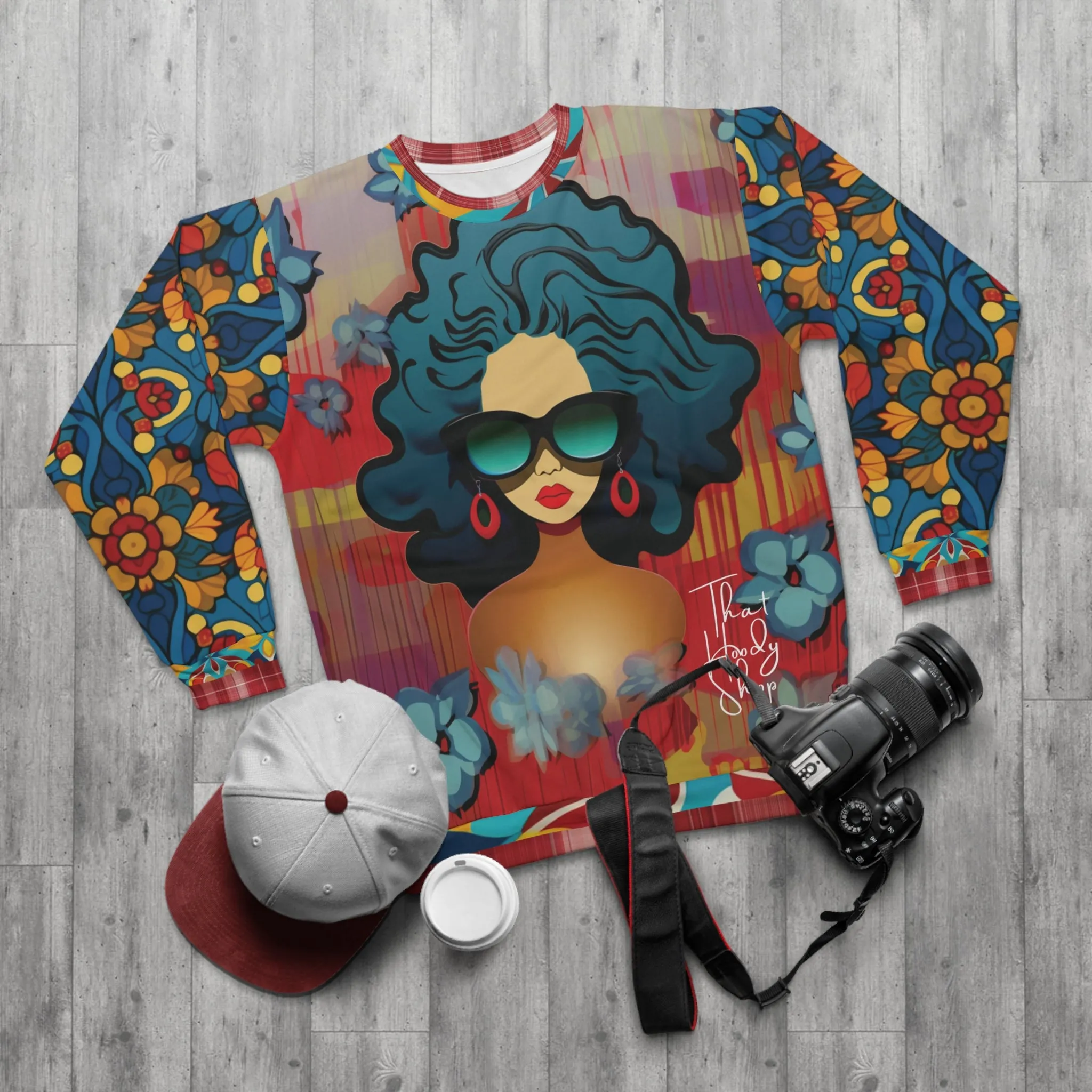 Cool Chick Red Hispanic Pop Art Unisex Sweatshirt