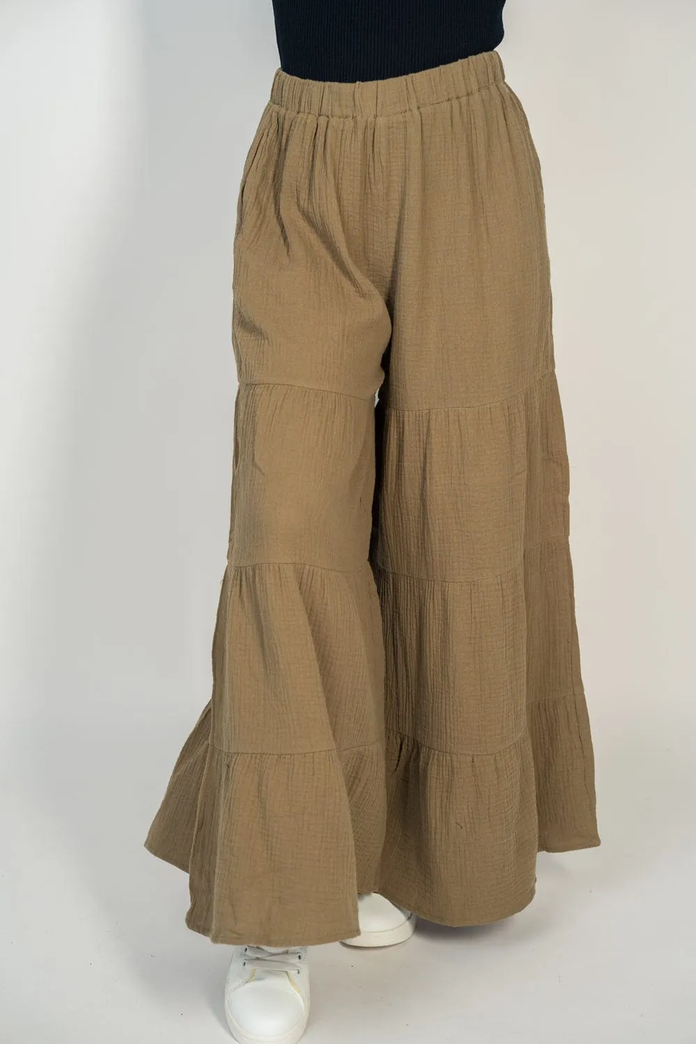 Corena Boho Tiered Pants w/Stretch Waist (2 colors)