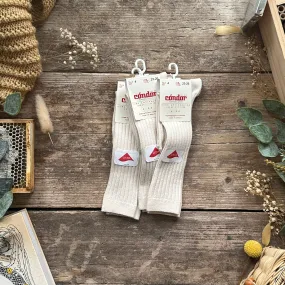 Cotton Rib Knee High Socks | Linen