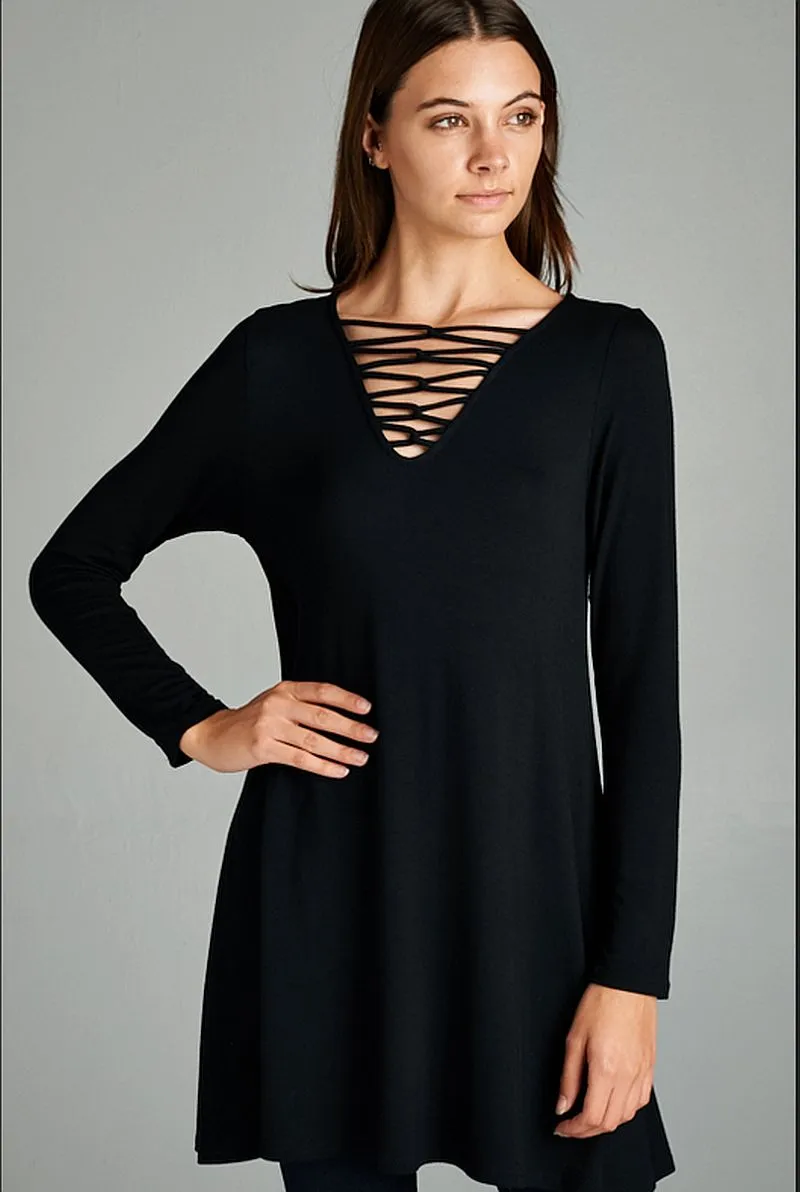 Criss Cross Tunic, Black