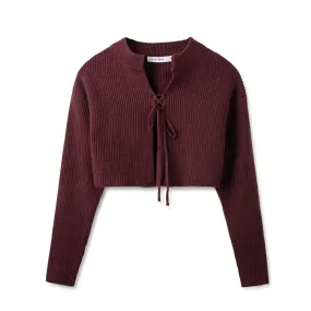 Crop Cardigan In: Burgundy