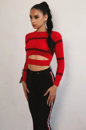 Cutout style knitted crop sweater