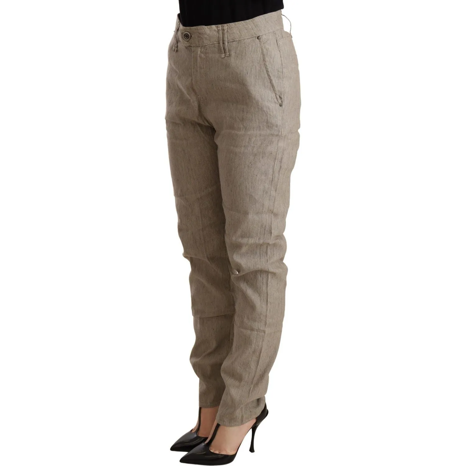 CYCLE Chic Beige Mid Waist Baggy Pants for Sophisticated Style