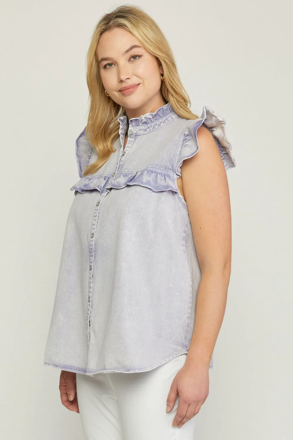 Denim Ruffled Top, Peri