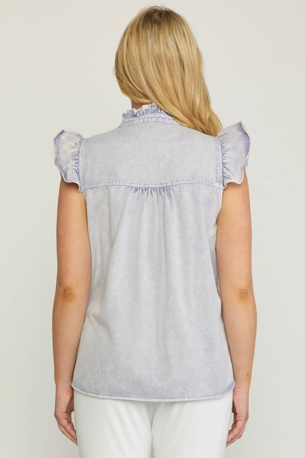 Denim Ruffled Top, Peri