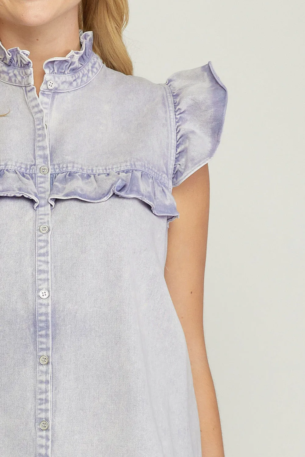 Denim Ruffled Top, Peri