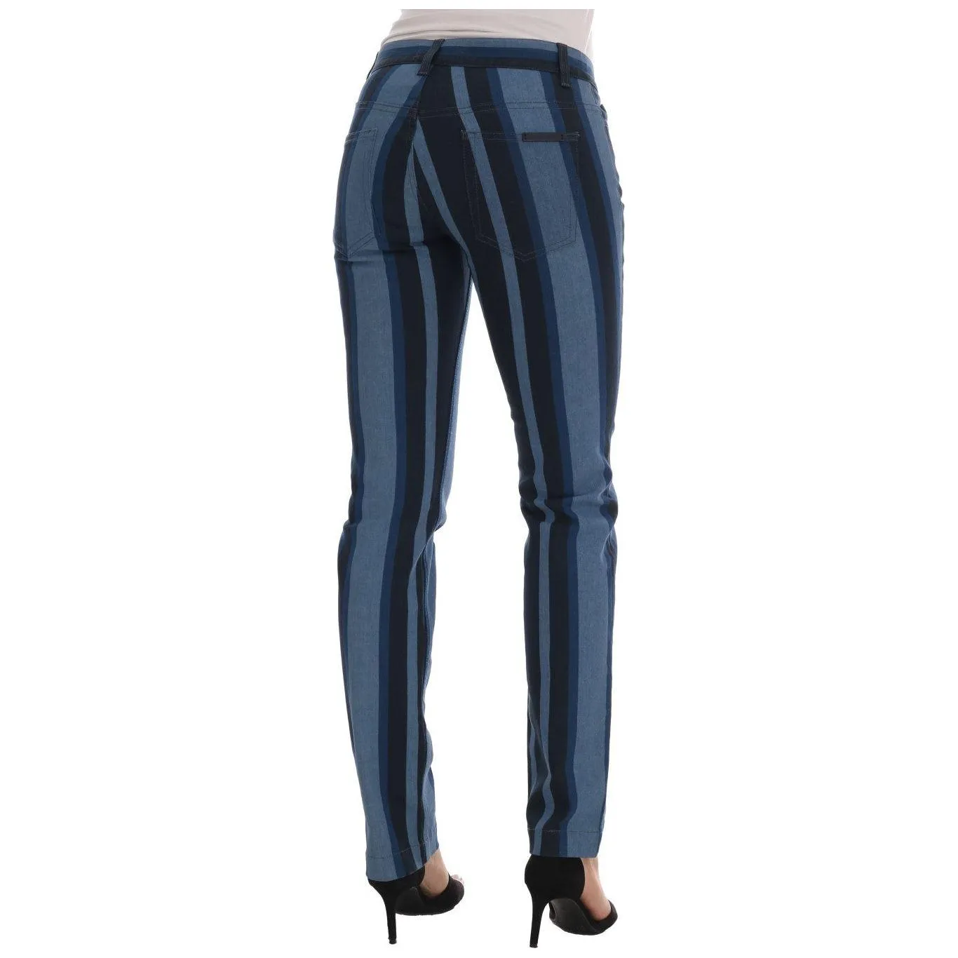 Dolce & Gabbana Chic Blue Striped Slim Fit Girly Jeans