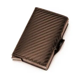 Double Carbon Fiber RFID Pop Up Card Holder Wallet