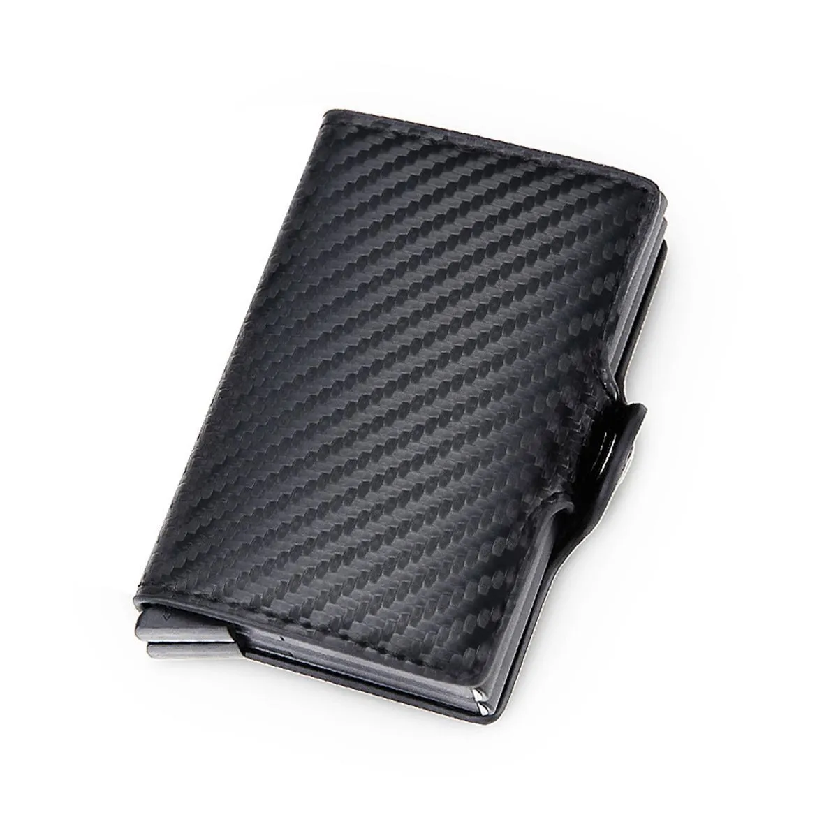 Double Carbon Fiber RFID Pop Up Card Holder Wallet