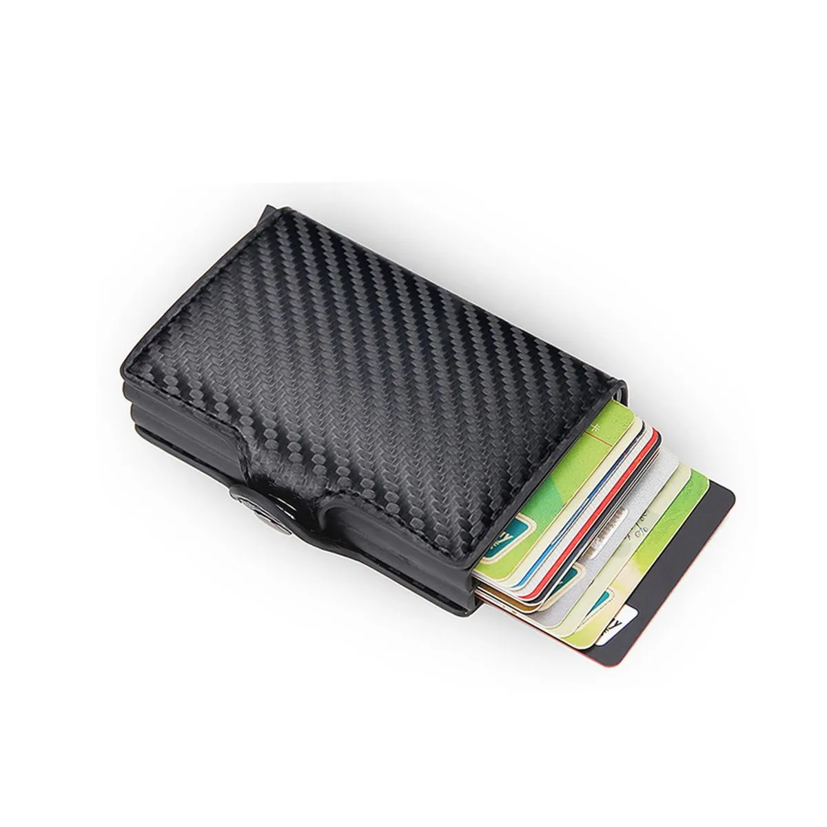 Double Carbon Fiber RFID Pop Up Card Holder Wallet