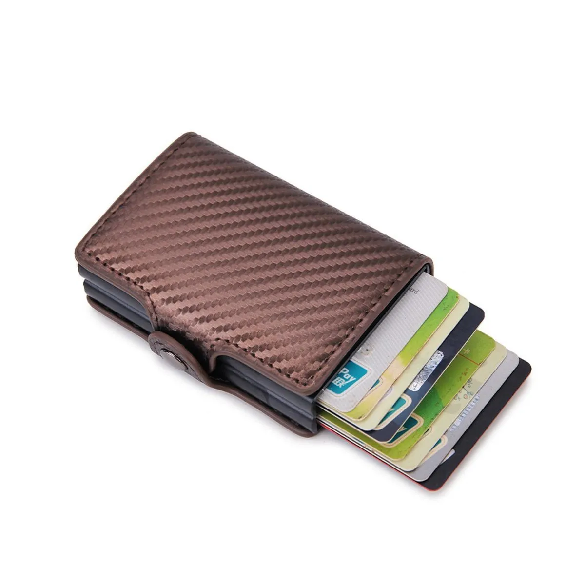 Double Carbon Fiber RFID Pop Up Card Holder Wallet