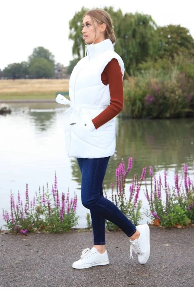 Double Second White Belted Gilet Puffer