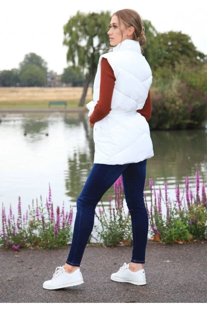 Double Second White Belted Gilet Puffer