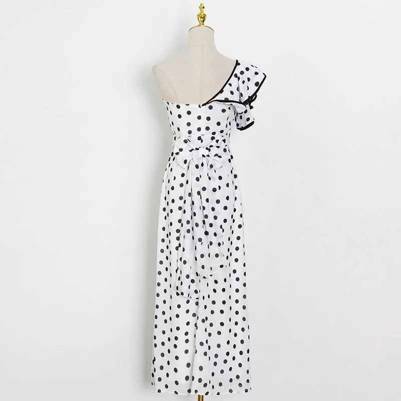 Dunnmall Ruffle Dot Maxi Dress