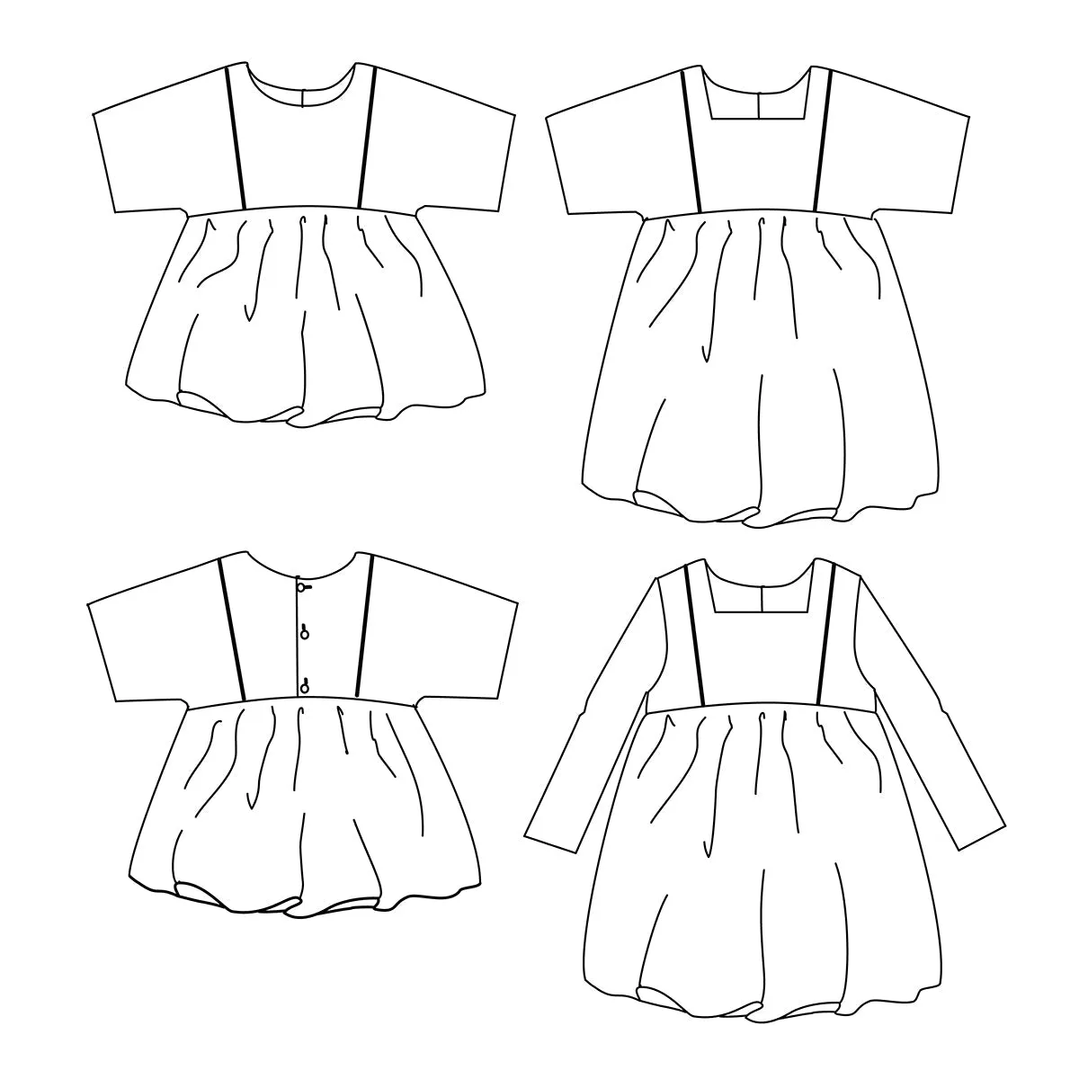 Duo Sakura Kids/Mum - blouse & dress - PDF Sewing Patterns