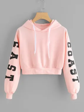 East Coast Text crop hoodie sweater