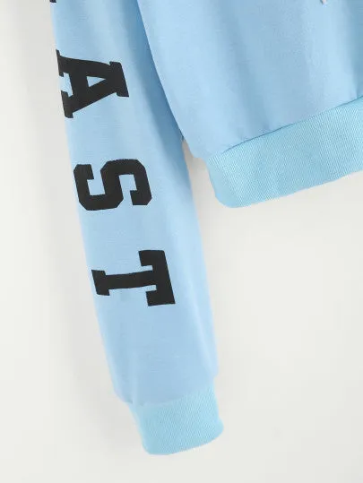 East Coast Text crop hoodie sweater