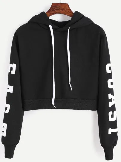 East Coast Text crop hoodie sweater