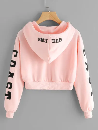 East Coast Text crop hoodie sweater