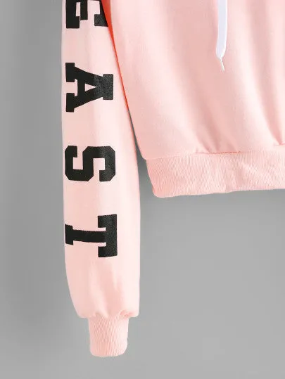 East Coast Text crop hoodie sweater