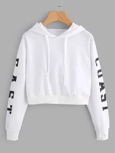 East Coast Text crop hoodie sweater