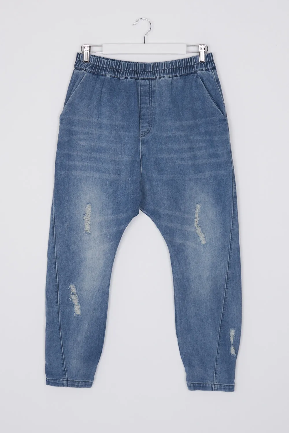 Eb & Ive Blue Distressed Slim Leg Jeans L