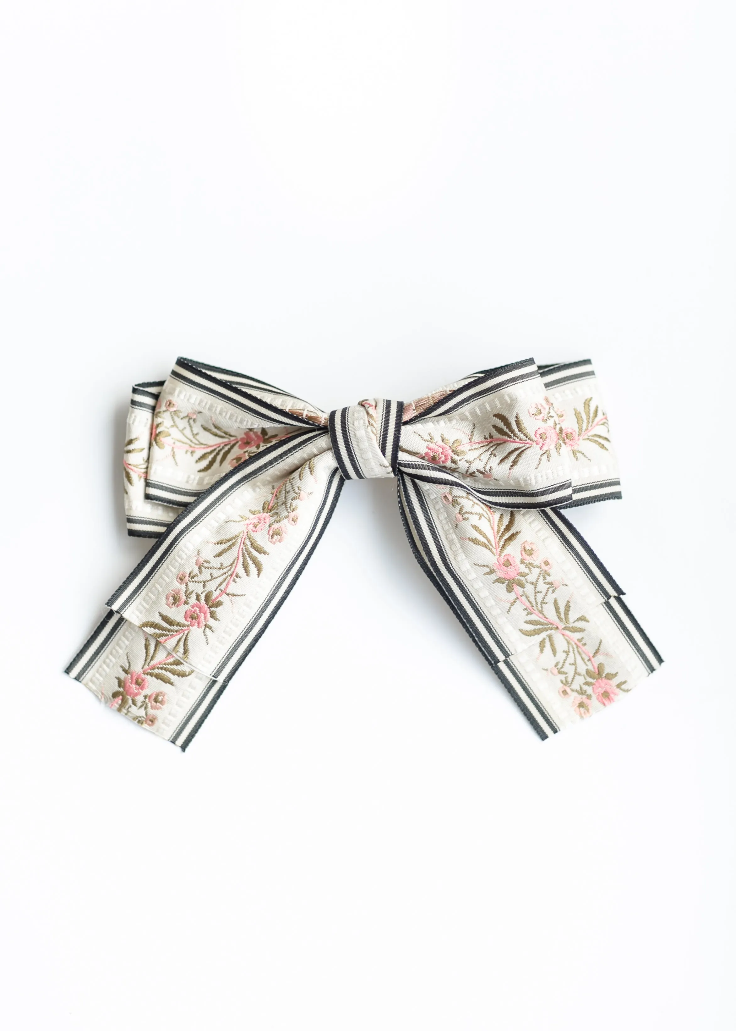 Embroidered Bow Hair Clip