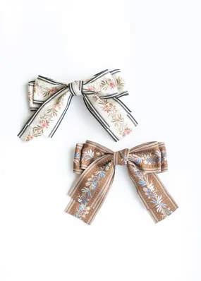 Embroidered Bow Hair Clip