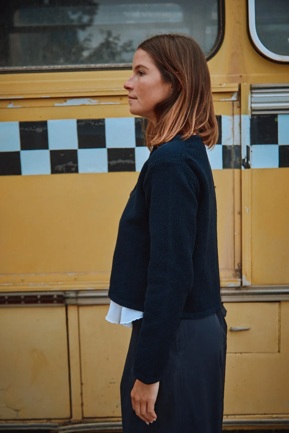 EMILIE Short Jacket in Organic Cotton - Navy