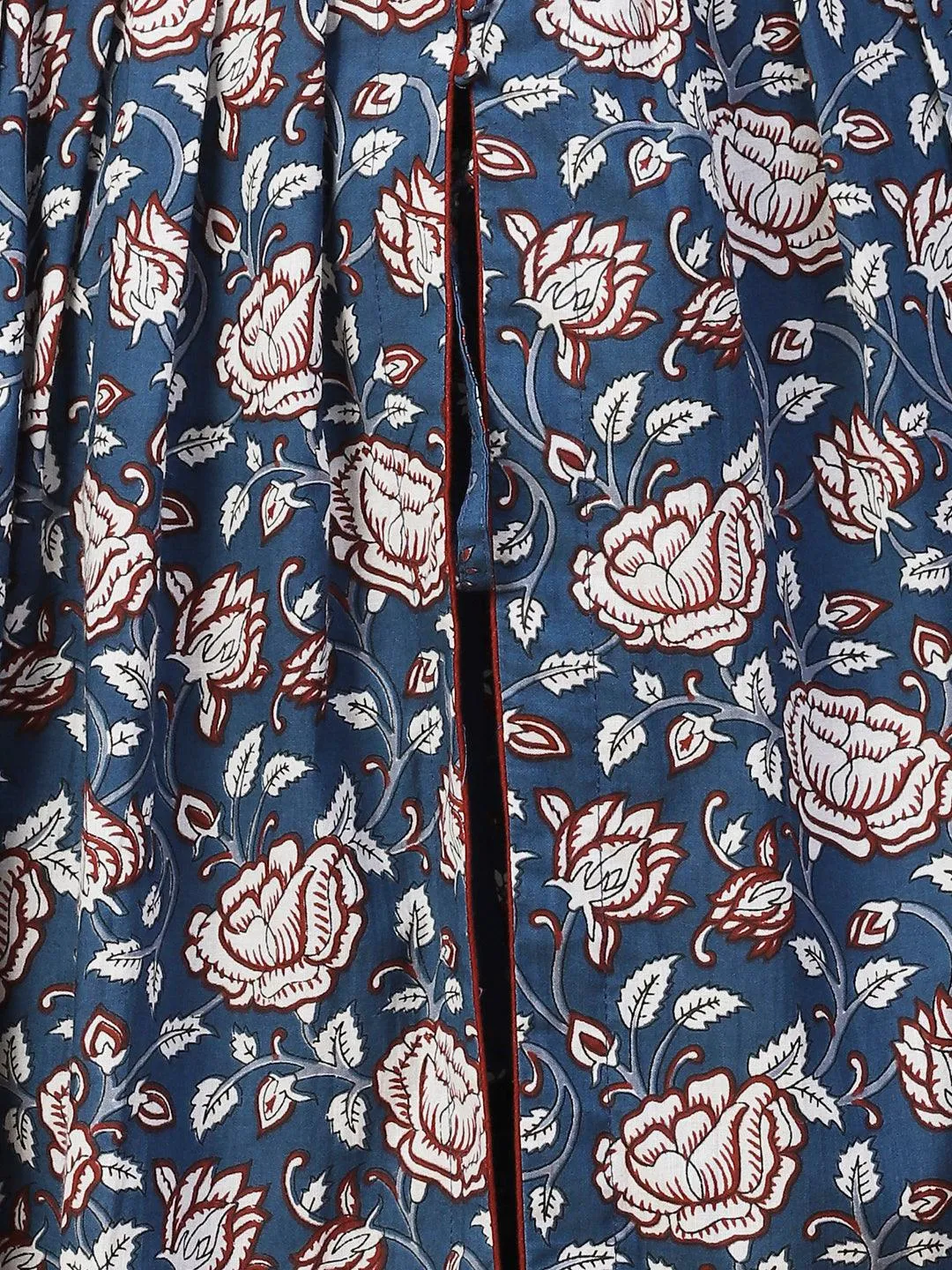 Ethnic Floral Printed A-Line Kurta with Pant - Blue