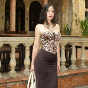 European and American women's clothing summer new irregular leopard print small camisole vest outer wear niche hot short top