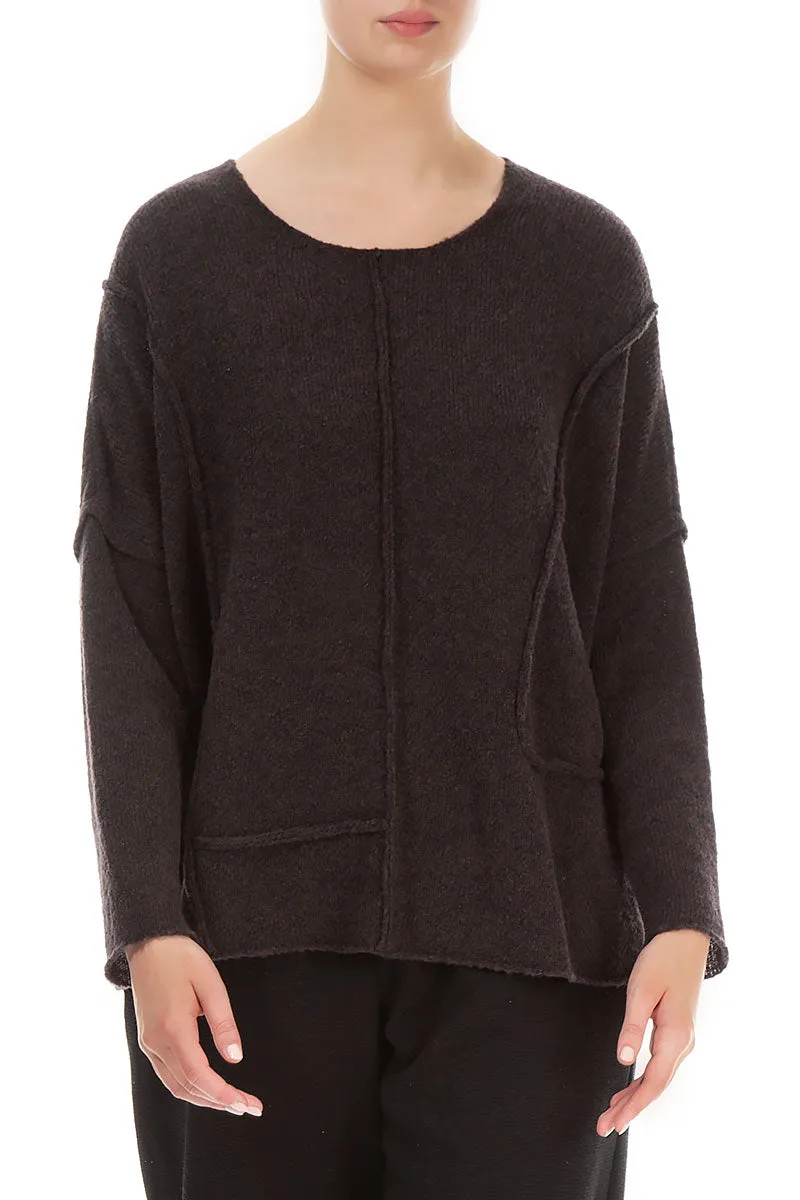 Exposed Seam Chocolate Wool Sweater