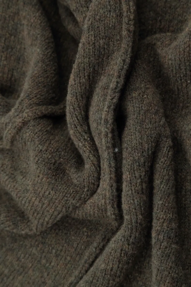 Exposed Seam Khaki Wool Sweater