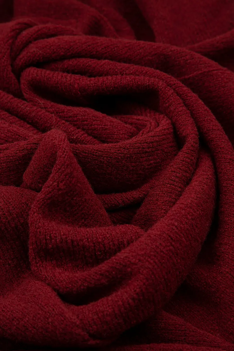 Exposed Seam Maroon Wool Sweater