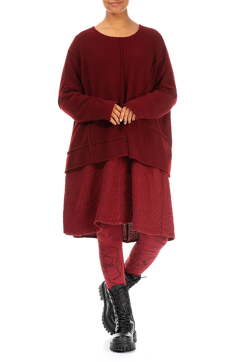 Exposed Seam Maroon Wool Sweater