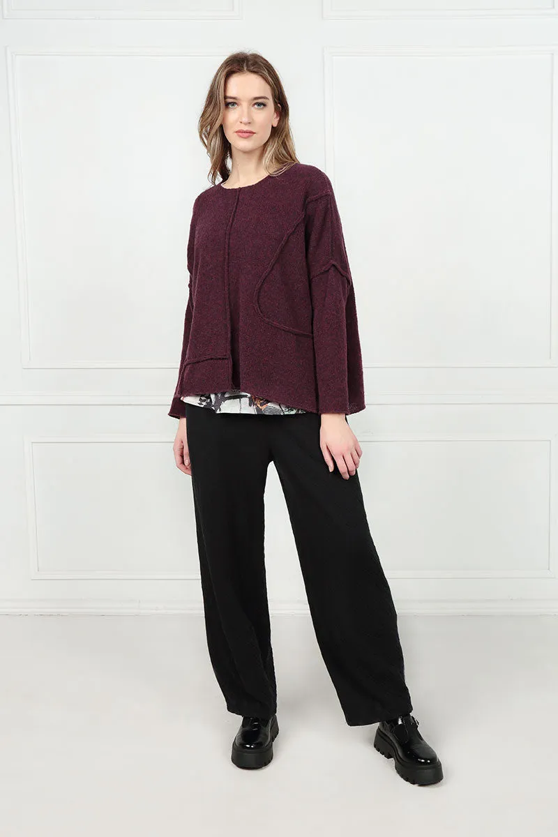 Exposed Seam Mulberry Wool Sweater