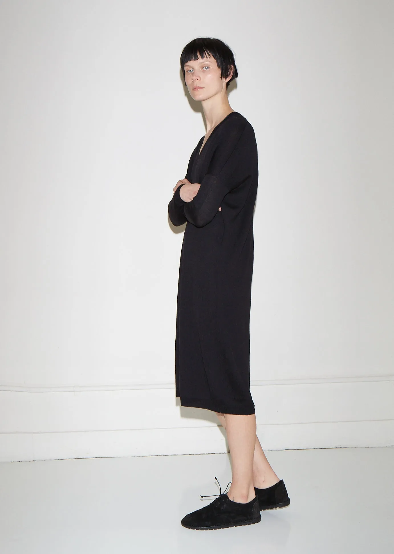 Extra Fine Merino Wool V-Neck Dress