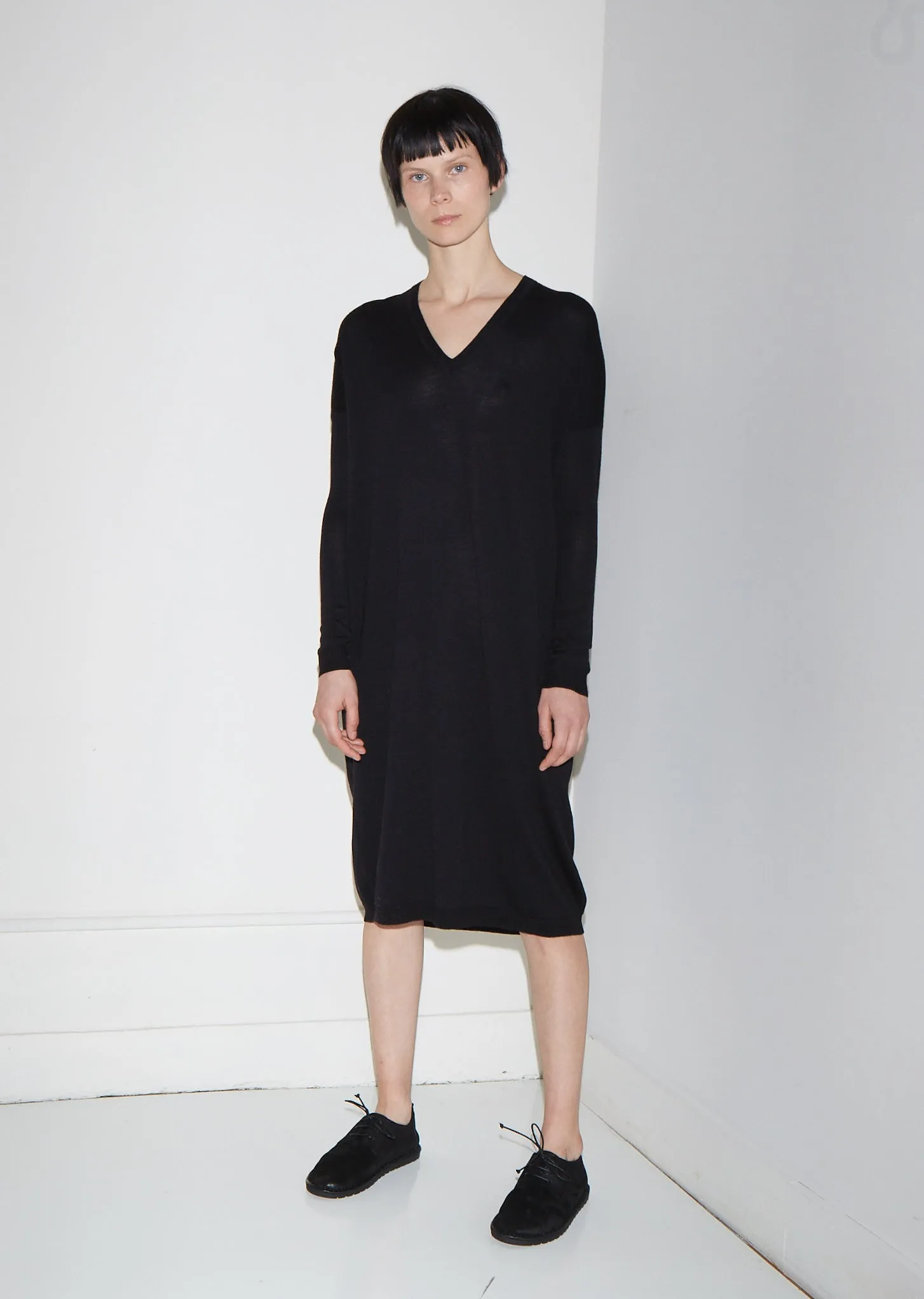 Extra Fine Merino Wool V-Neck Dress