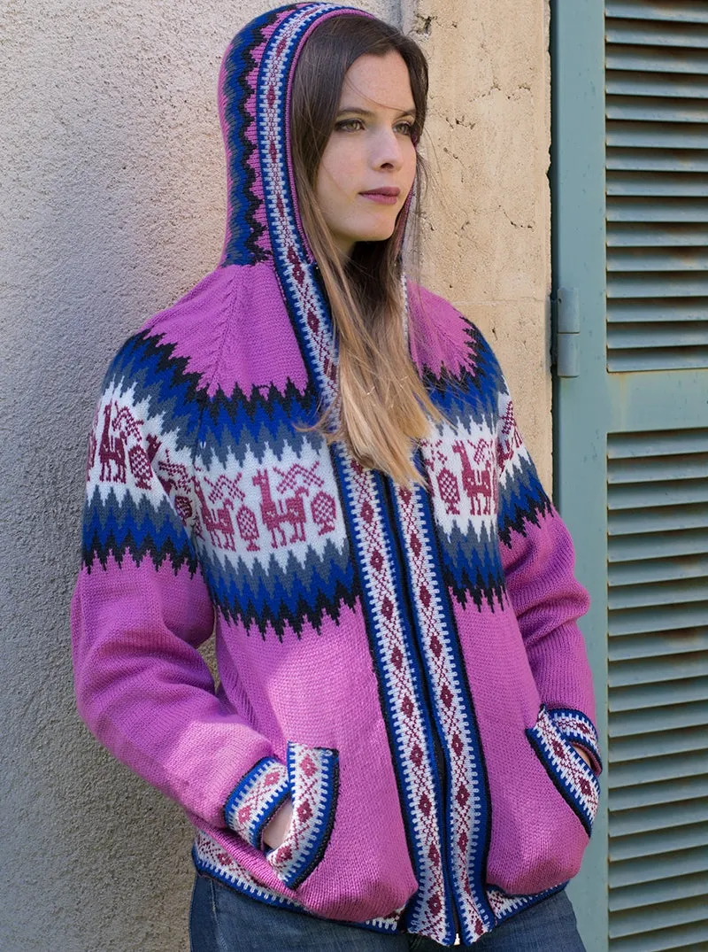 Fair Isle Alpaca Hoodie for Women