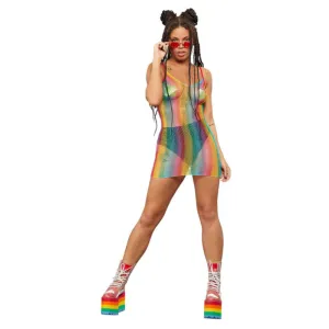 Fever Rainbow Fishnet Dress