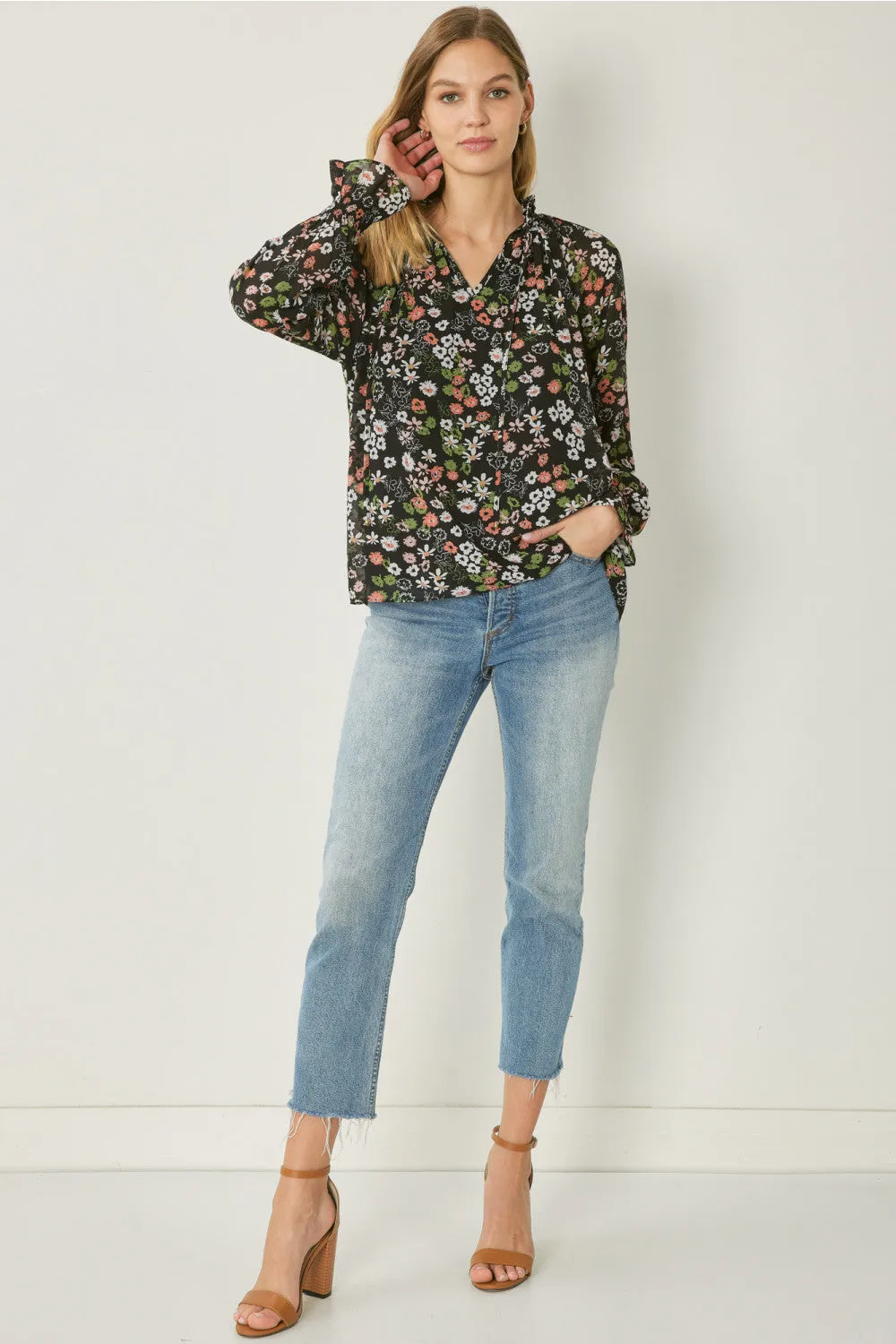 Floral & Ruffle Blouse