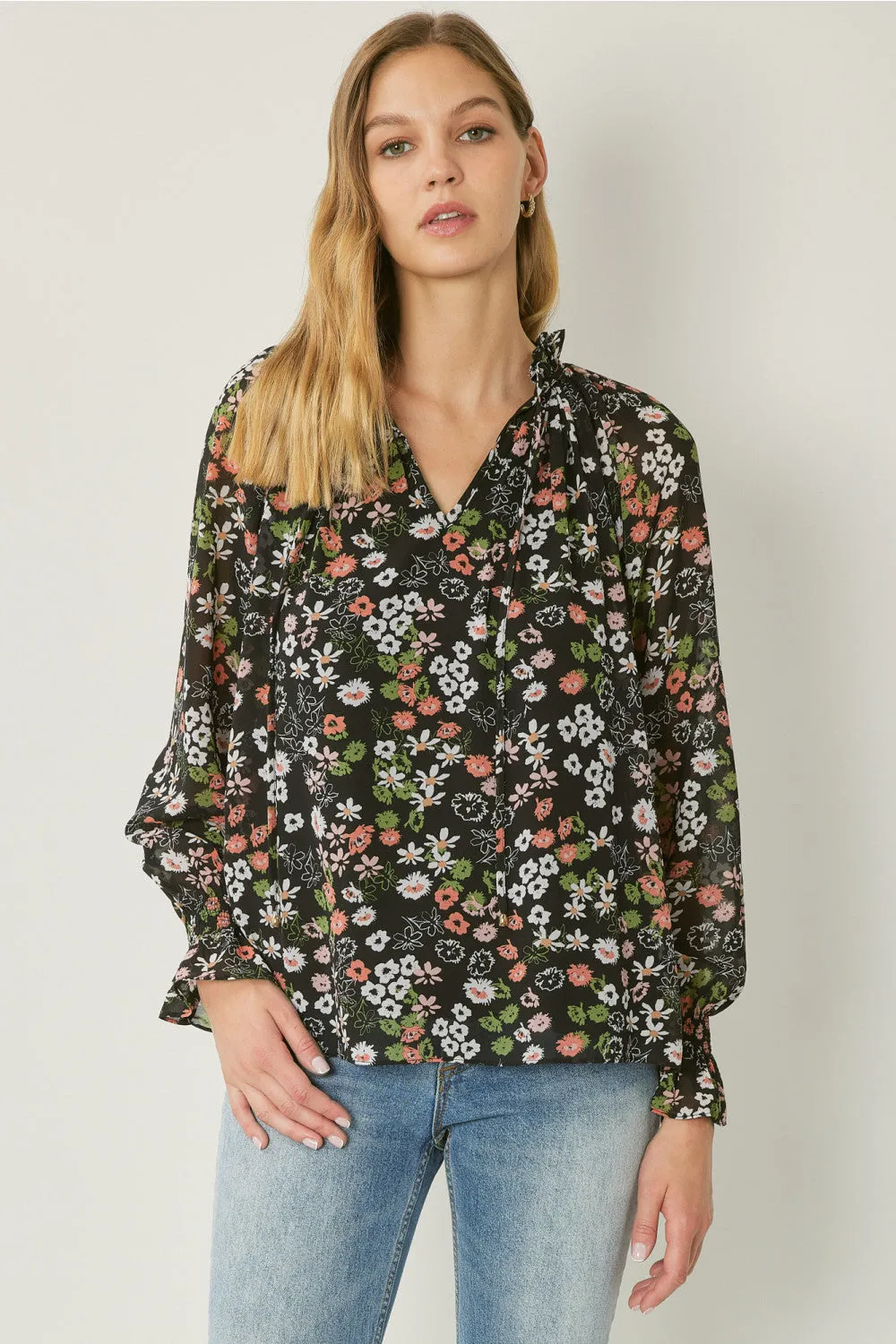 Floral & Ruffle Blouse